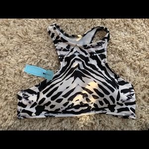 NWT - Cupshe Black and White Bikini Top Size S